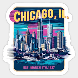 chicago illinois Souvenir Vintage Nostalgic Cityscape tee Sticker